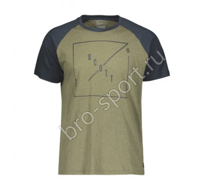 Футболка 30 Casual Raglan slub к/рук green moss melange/nightfall blue