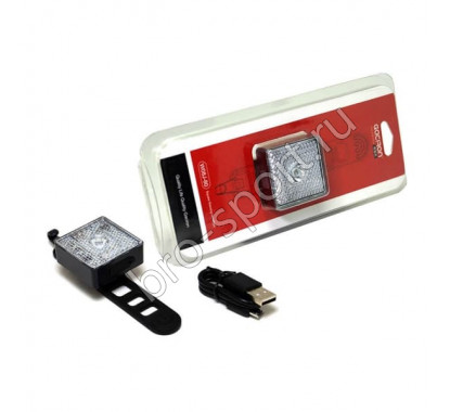 Фонарь передний GACIRON W08J-80 80lm,1диод,автомат,Li-аккум,USB,катафот,угол 25град.черный