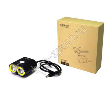 Фонарь передний GACIRON V13 1600lm,2диода,4режима,без аккум,USB,крепление на руль,алюм.черный,116гр