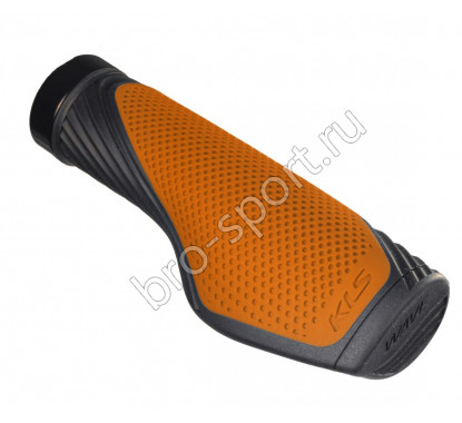 Грипсы KLS WAVE LockOn 130/135мм, кратон, 1 грипстоп,1 заглушка, черный/оранжевый