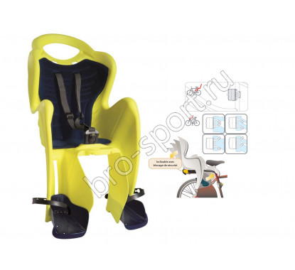 BELLELLI Сидение заднее Mr Fox Relax B-Fix, Hi-Viz, светоотражающее, жёлтое, до 22кг