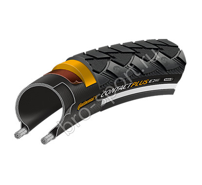 Покрышка Continental CONTACT Plus, 28 x 1 5/8 x 1 1/8, 37-622, чёр./чёр. Reflex, 180TPI, SafetyPlusBreaker, E50
